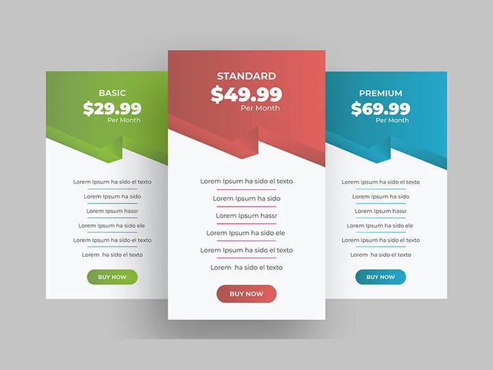 Pricing Table UI Elements Design Ver-8