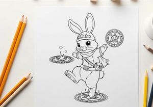 Easter bunny chef cooking vector illustration flat design