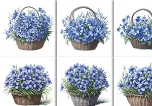 Watercolor Floral Flower Basket Design