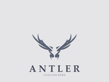Deer antler logo for hunting and adventure community in nature simple and elegant symbol