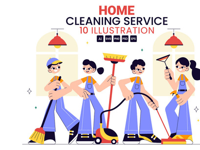 10 Home Cleaning Service Illustration