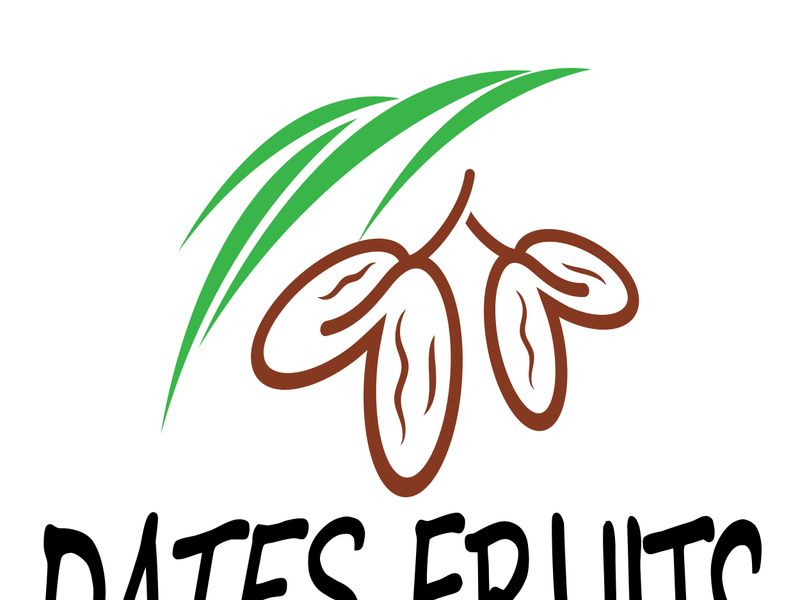 Date palm fruit plant logo design with leaves,seeds and date palm tree isolated background exotic organic plant.
