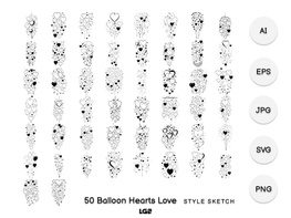 Balloon Hearts Love Element Draw Black preview picture