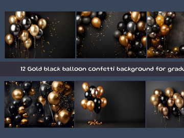 Gold black balloon confetti background for graduation preview picture