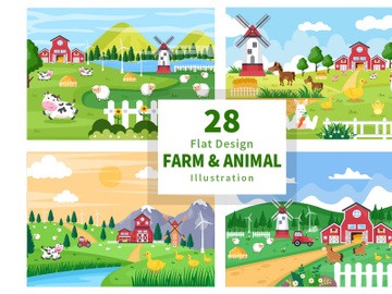 28 Cute Cartoon Farm Animals Illustration preview picture