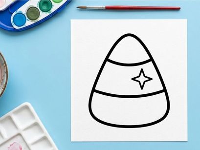 Candy corn icon. Minimalist Halloween treat graphic for seasonal holiday design projects.
