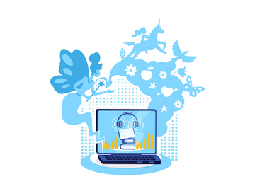 Audiobook on computer flat concept vector illustration preview picture