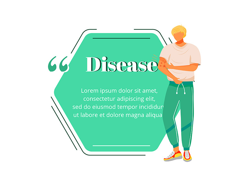 Disease symptom flat color vector character quote