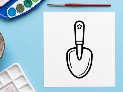 Garden trowel icon. Hand shovel tool for planting and gardening.