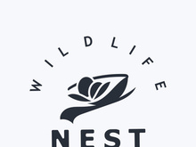 Bird nest logo natural root and leaf habitat bird house isolated template vector