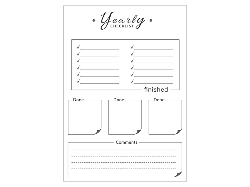 Yearly list minimalist planner page design