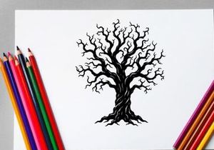Black Leafless Tree Illustration for Artistic or Conceptual Use