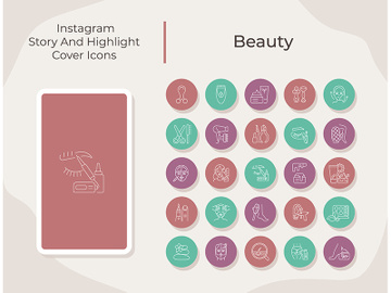 Beauty social media story and highlight cover icons set preview picture
