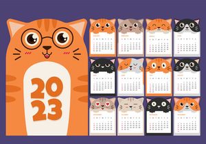 Calendar year 2023, kitten and cat design