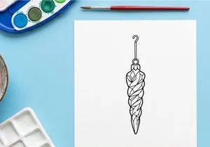 Christmas icicle ornament line art illustration, isolated festive holiday decoration icon.