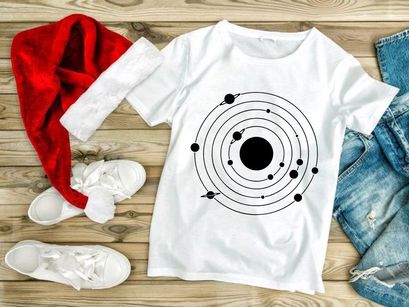 Solar System Illustration, Planets Orbiting Sun, Space Science Icon