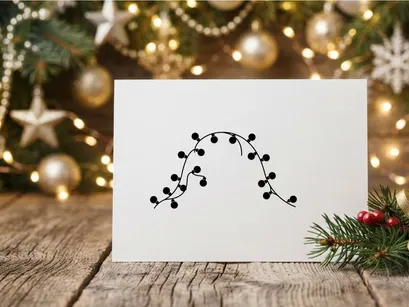 Black silhouette of hanging string lights isolated on a white background