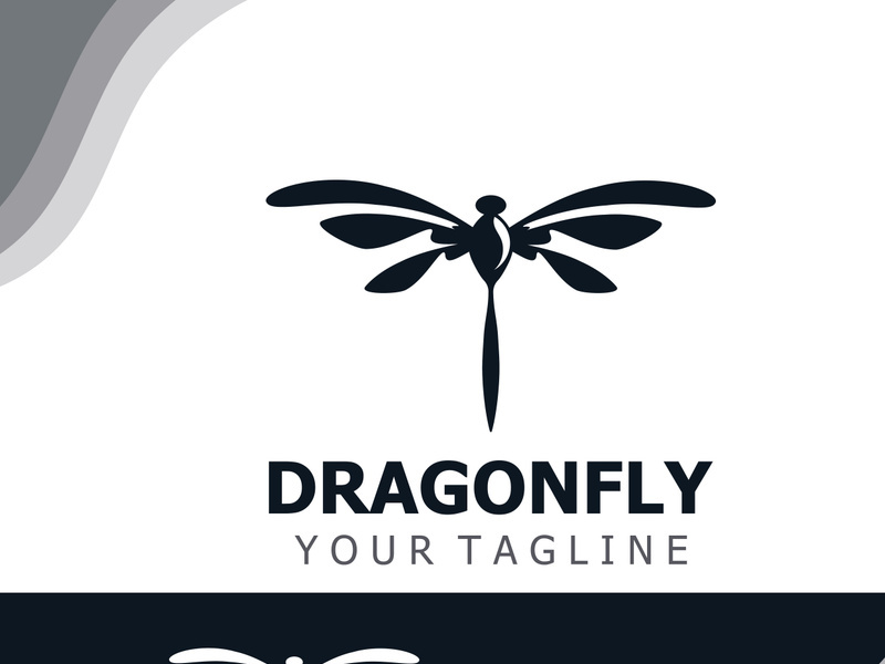 Dragonfly logo design modern and elegant minimalist color style monoline illustration