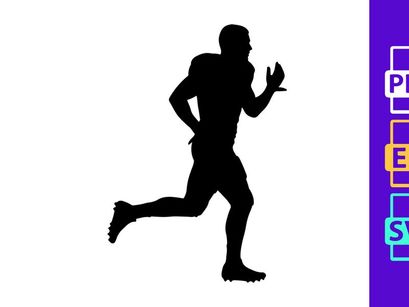 Silhouette of a football player running with the ball
