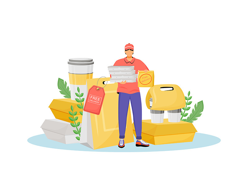 Free delivery flat concept vector illustration
