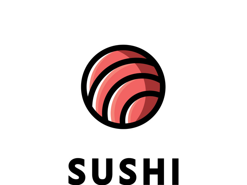 Logo Icon Vector Icon Style Illustration Bar or Shop  Sushi Onigiri Salmon Roll  Isolated Minimalist Object