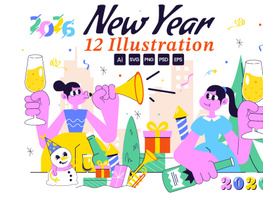 12 Happy New Year 2026 Illustration preview picture