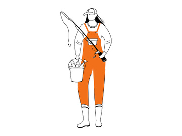 Fisherwoman flat vector illustration preview picture