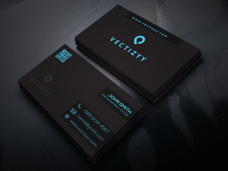 Black and Blue Corporate Business Card Design Template