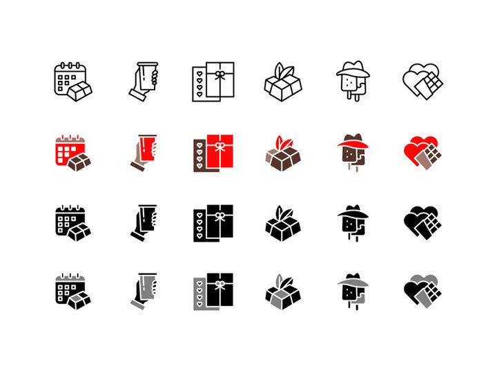 Chocolate Set Icon Pack. Vector Design.