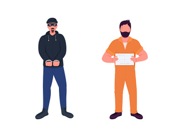 Arrested criminal flat color vector faceless character set preview picture