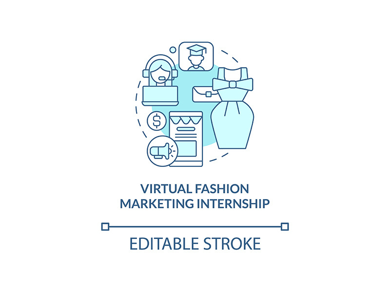 Virtual fashion marketing internship concept icon