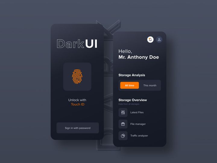 Dark UI App Design | Free Template