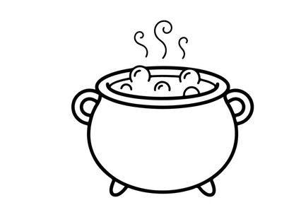Steaming hot soup pot with rising vapor on stove. Classic cooking cauldron filled with delicious broth for meal preparation.