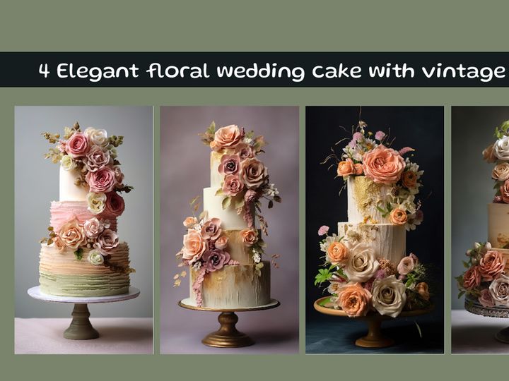 Elegant floral wedding cake with vintage stand