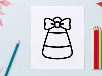 Candycorn-Icon mit Schleife. Halloween-Süßigkeitensymbol für Designs zu Feiertagen.