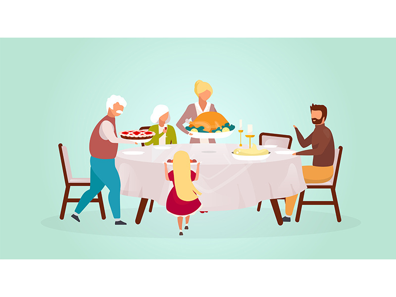 Thanksgiving day flat vector illustration