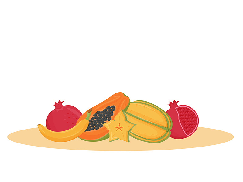 Exotic fruits cartoon vector illustration