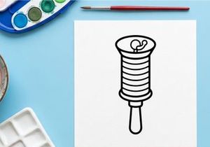 Hand-drawn Halloween jack-o-lantern candle holder. Spooky black and white illustration of a carved pumpkin lantern for festive decor.
