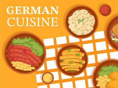 10 German Food and Drinks Illustration