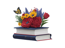Vector Illustration Books decorated by flowers