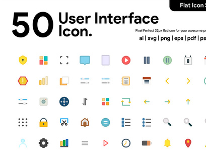 50 User Interface Flat Icon