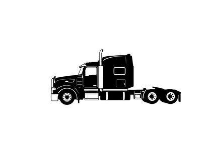 Silhouette of a semi truck with a large sleeper cabin