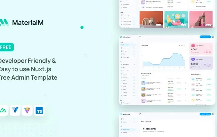MaterialM Free Vuetify Nuxtjs Admin Template