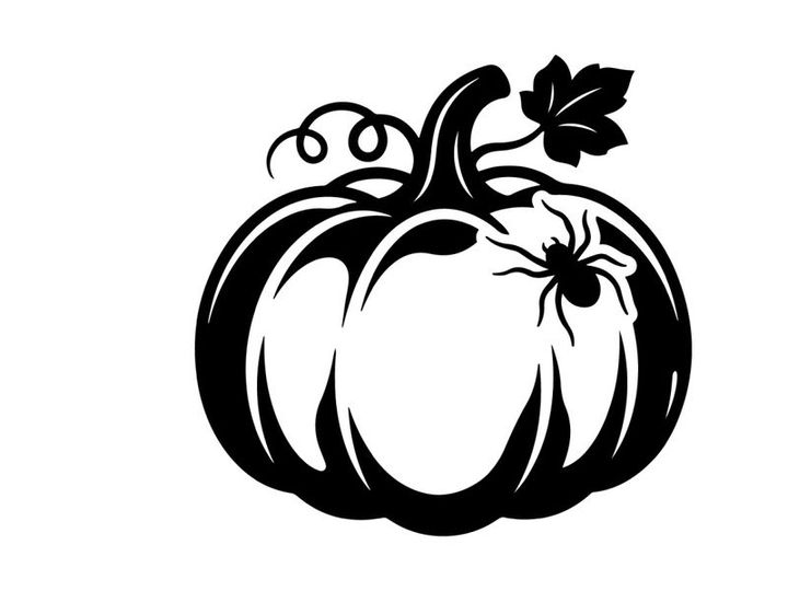Ilustración de calabaza en blanco y negro para temas de otoño o Halloween