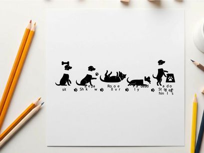 Dachshund silhouette dog training commands and actions