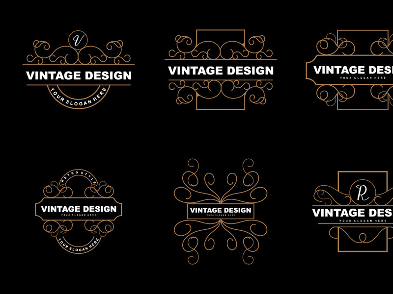 Retro Vintage Design, Luxurious Minimalist Vector Ornament Logo
