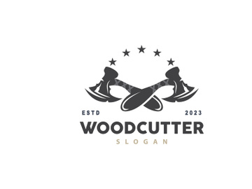 Ax Logo, Wood Cutting Tool Black Silhouette, Lumberjack Vector preview picture