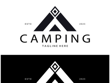 vintage and retro tent logo, camping. With tent, tree and bonfire sign. adventurers, scouts, climbers, camping equipment center preview picture