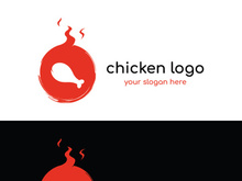 Retro vintage hot chicken logo.