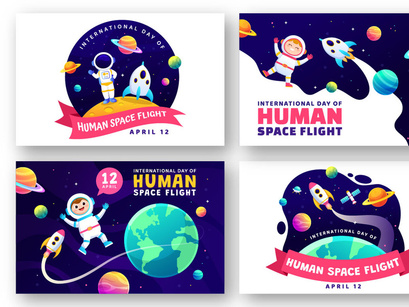 12 Human Space Flight Day Illustration